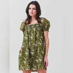 Tory Burch Smocked Floral Mini Dress Size Medium